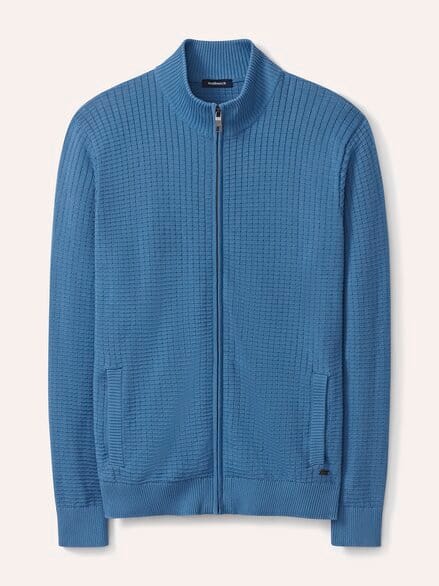 Strickjacke Waffelstruktur Rauchblau