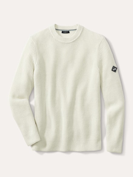 Patentstrick-Pullover Wollweiß