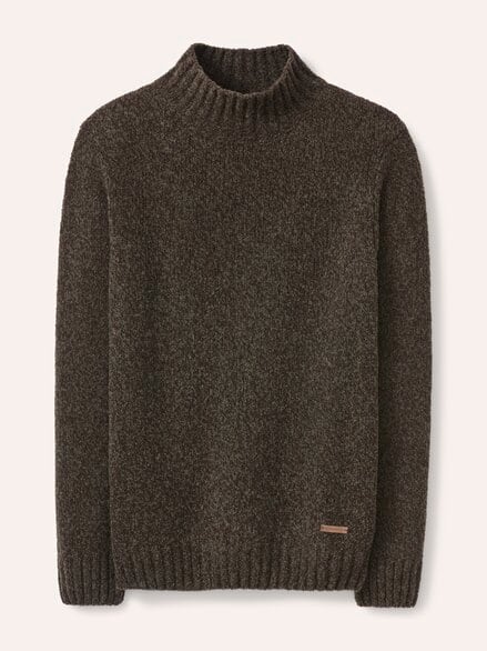 Stehkragen-Pullover in Boucle Optik Dunkelbraun