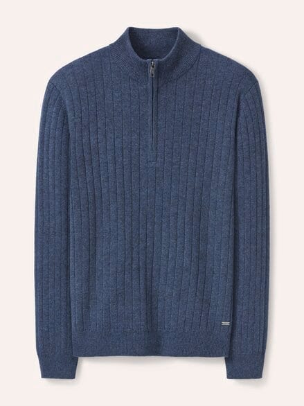 Troyer aus Wollmischung Jeansblau