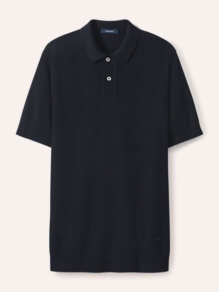 Strickpolo Klimastruktur Marine Strickpolo Klimastruktur Marine