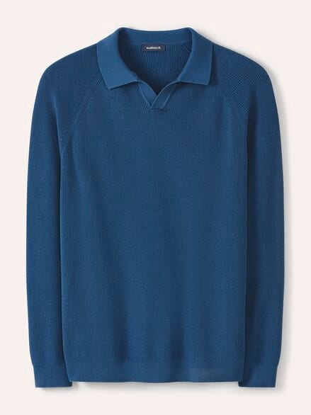 Gerippter Polopullover Rauchblau