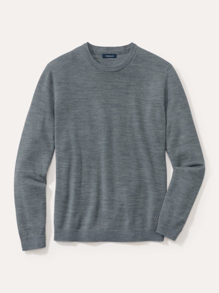 Rundhals-Pullover Merino Extrafein Grau Melange