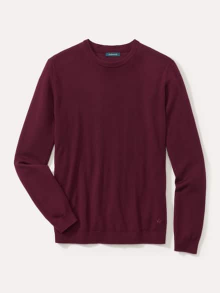 Rundhals-Pullover Merino Extrafein Bordeaux Rundhals-Pullover Merino Extrafein Bordeaux
