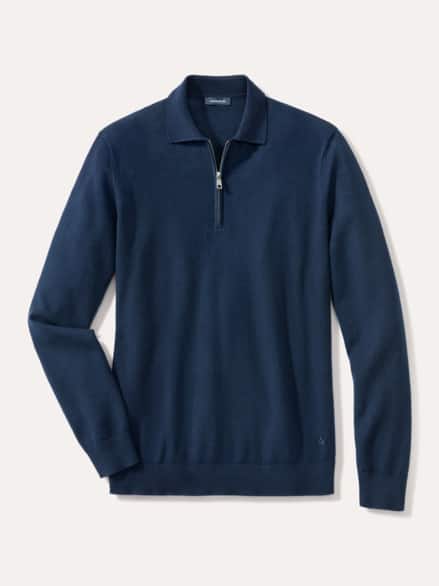 Polo-Pullover Merino Extrafein Marine