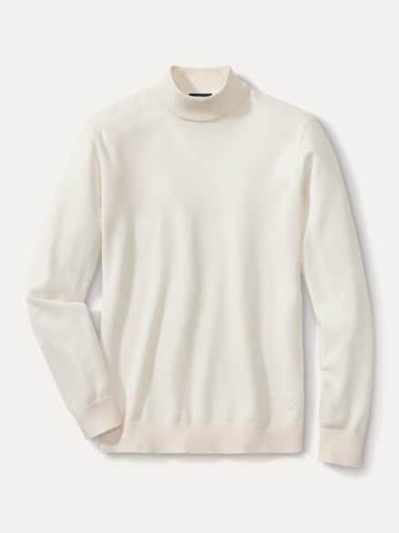 Stehbund-Pullover Merino Extrafein Offwhite