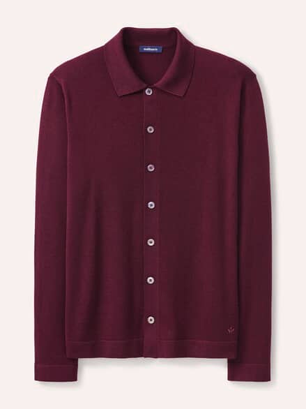 Strickpolo aus Merinowolle Bordeaux