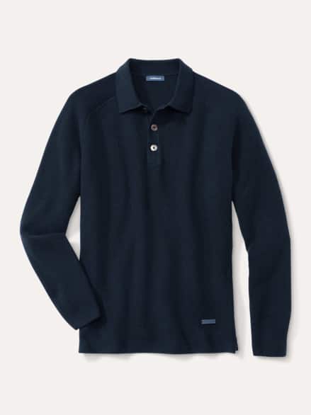 Patentstrick-Polopullover Marine Patentstrick-Polopullover Marine