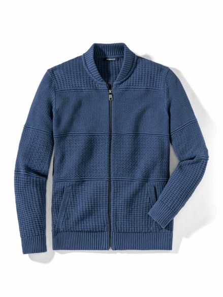Zip-Jacke Strukturmix Mittelblau Zip-Jacke Strukturmix Mittelblau