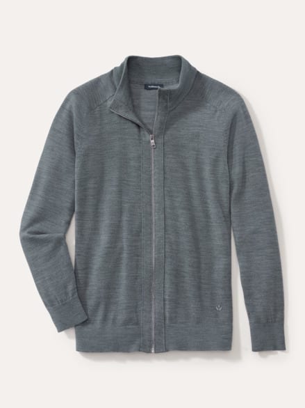 Zip-Strickjacke Merino Extrafein Grau Melange Zip-Strickjacke Merino Extrafein Grau Melange