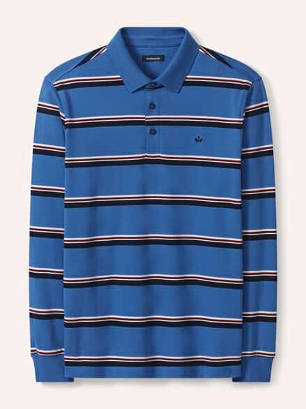 Streifen Polo Mittelblau/Mar. Streifen Polo Mittelblau/Mar.