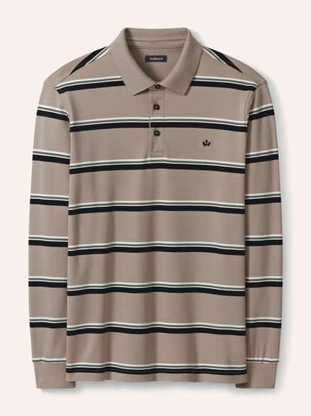 Streifen Polo Sand/Marine