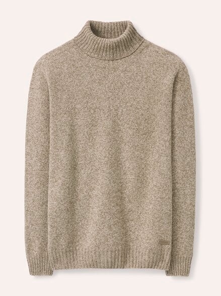 Rollkragenpullover aus Lammwolle Natur