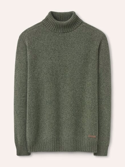 Rollkragenpullover aus Lammwolle Salbei