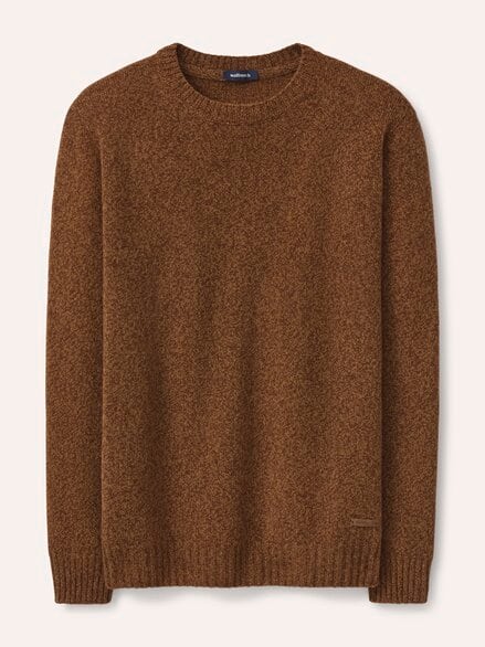 Lammwoll-Pullover Nahtlos Cognac