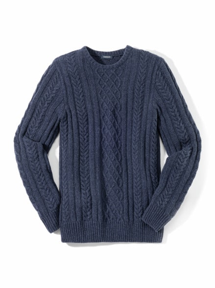 Aran-Pullover Jeansblau Aran-Pullover Jeansblau