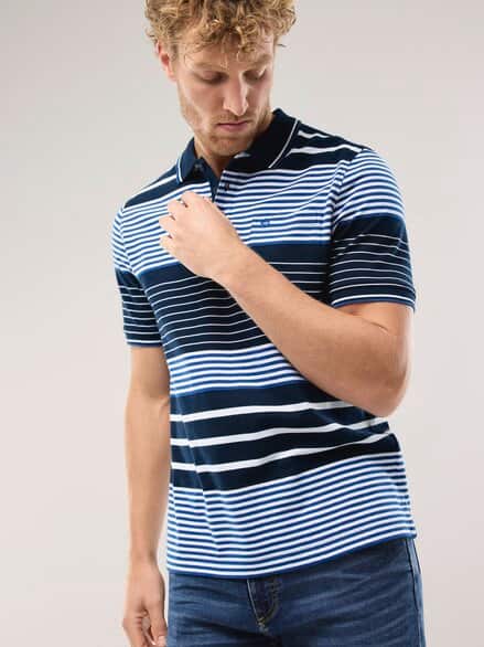 Pique-Polo Hitzefrei Streifen Marine