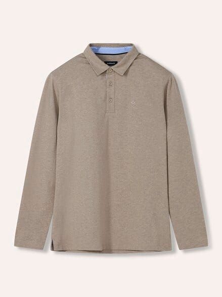 Langarmpolo aus Baumwollmix Sand Langarmpolo aus Baumwollmix Sand