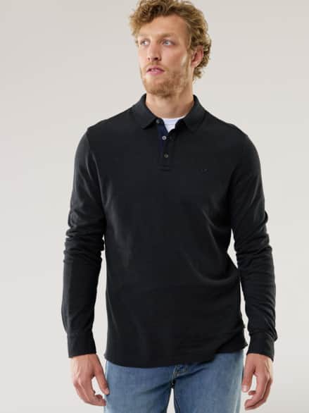 Merino Mix Polo Schwarz