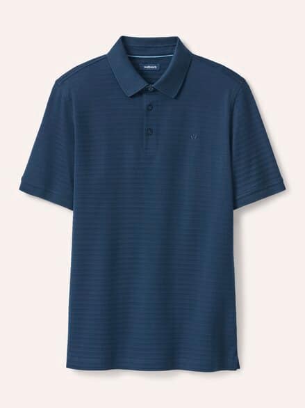 Strukturiertes Polo mit Kurzarm Marine