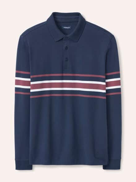 Wärmendes Polo aus Baumwollmix Blau gestreift