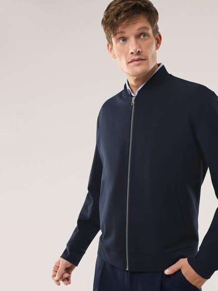 Anzug-Blouson mit Stehkragen Marine
