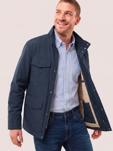 Wärmende Langjacke mit 9 Taschen Marine