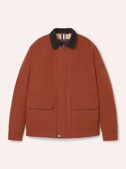Jacke aus Baumwollmix m. Cordkragen Rotbraun