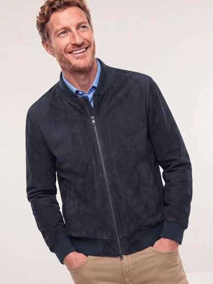 Blouson aus Ziegenvelours Marine