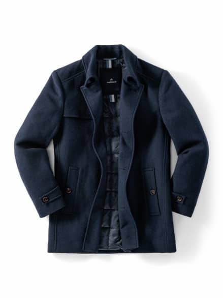 Wollmix Cabanjacke Marine-Velours