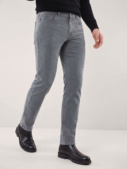 Five Pocket aus feinem Cord Grau
