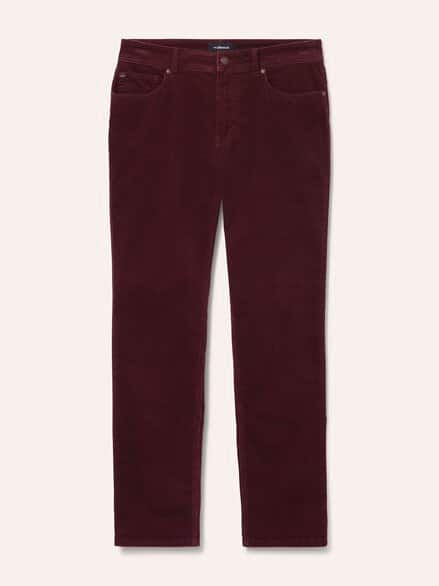 Five Pocket aus feinem Cord Bordeaux