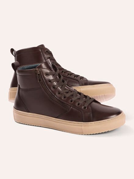 Leder-Schnürer Hightop. Braun