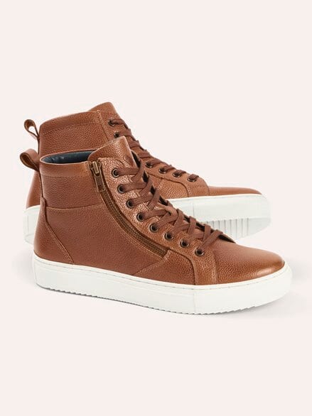 Leder-Schnürer Hightop Cognac