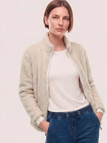 Jacke aus Teddyfleece Creme