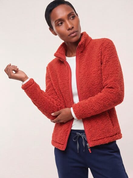 Jacke aus Teddyfleece Ziegelrot