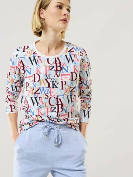 Baumwollshirt Buchstaben Weiß Multicolor Baumwollshirt Buchstaben Weiß Multicolor