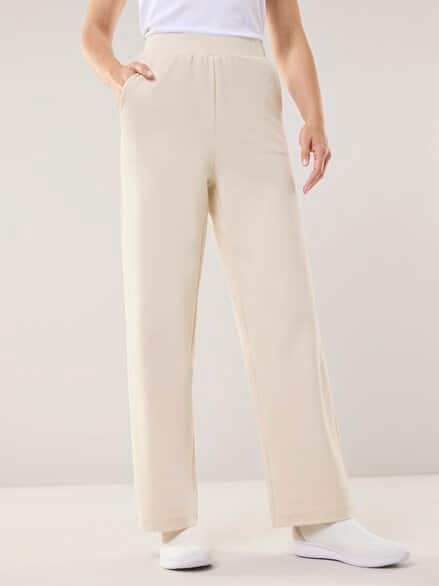 Baumwollstretch Marlenehose Creme