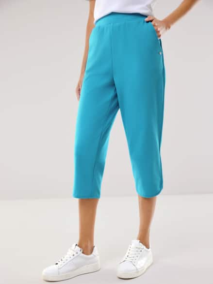 Baumwollstretch Caprihose Azurblau