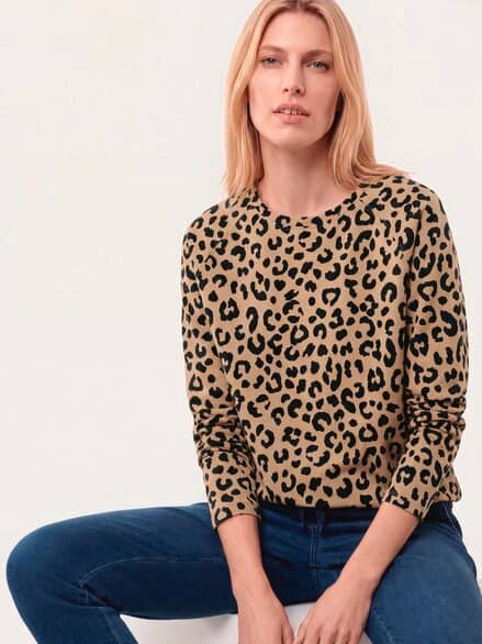 Baumwollstretch Sweatshirt Leo Druck Baumwollstretch Sweatshirt Leo Druck