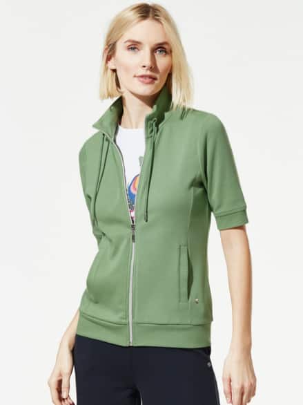 Baumwollstretch Jacke Halbarm Kleegrün