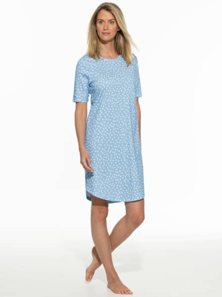 Schlafshirt Everynight Hellblau Punkte