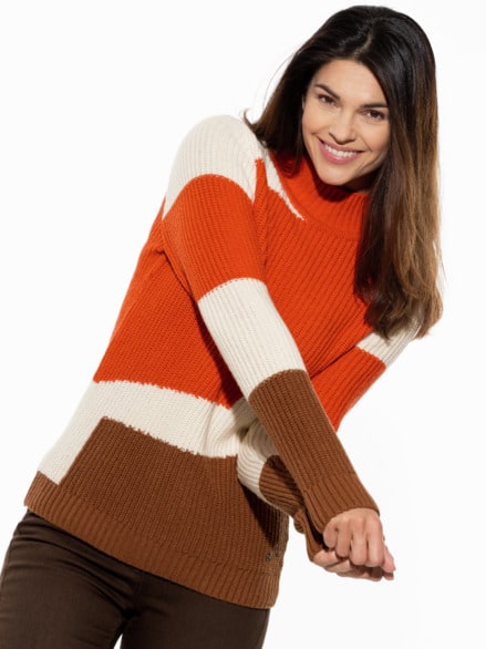 Perlfang-Pullover Landpartie Terracotta