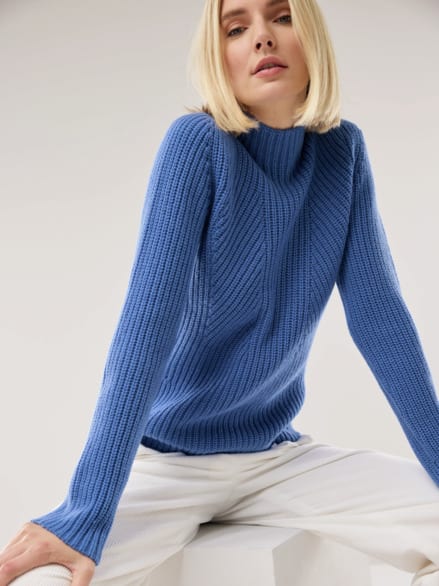 Cashmino Pullover Nahtlos Atlantikblau