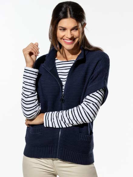 Baumwoll-Zip-Strickweste Marine Baumwoll-Zip-Strickweste Marine