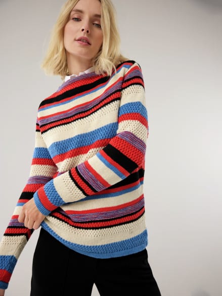 Kaminkragen Pullover Multigarn Multicolor Blau Kaminkragen Pullover Multigarn Multicolor Blau