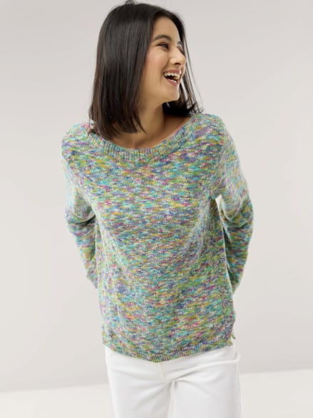 Multicolor Flammengarn Pullover Königsblau Multicolor Multicolor Flammengarn Pullover Königsblau Multicolor