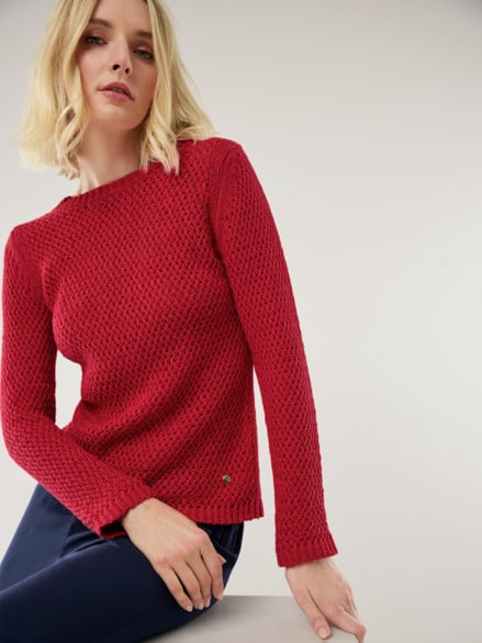 Baumwollbändchen-Pullover Firenze Feuerrot Baumwollbändchen-Pullover Firenze Feuerrot