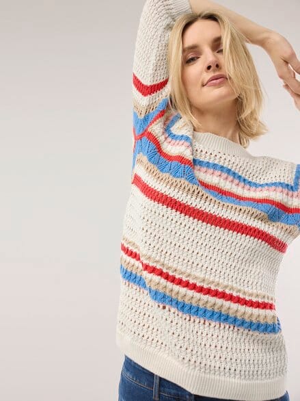 Pullover im Häkel-Look Multicolor Offwhite