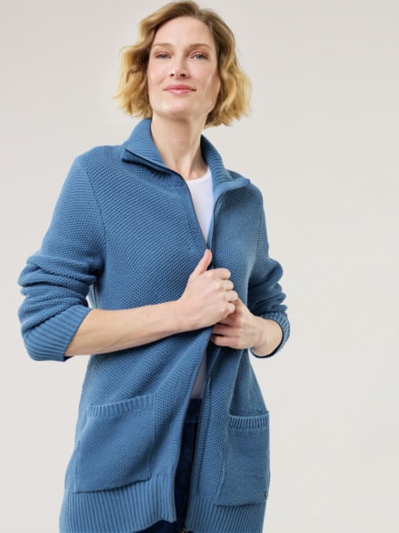 Zip-Longstrickjacke Königsblau Zip-Longstrickjacke Königsblau